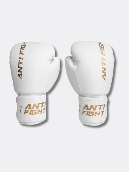 AntiFight Basic Beyaz Gold Baskılı Boks Eldiveni