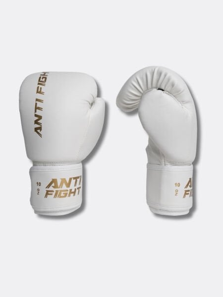 AntiFight Basic Beyaz Gold Baskılı Boks Eldiveni