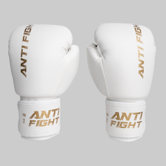 AntiFight Basic Beyaz Gold Baskılı Boks Eldiveni