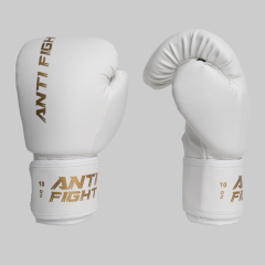 AntiFight Basic Beyaz Gold Baskılı Boks Eldiveni