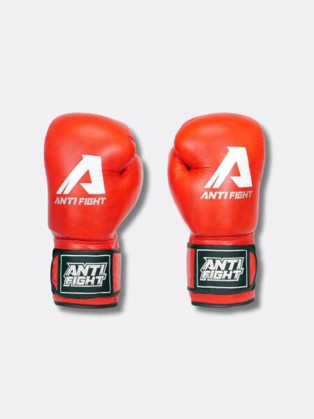 AntiFight Klasik Kırmızı Hakiki Deri Boks Eldiveni