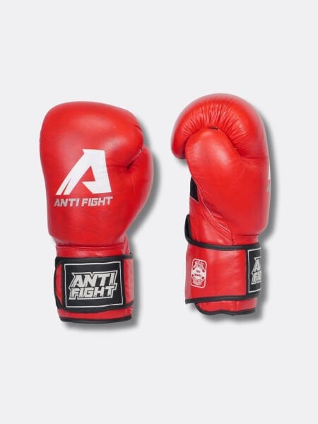 AntiFight Klasik Kırmızı Hakiki Deri Boks Eldiveni