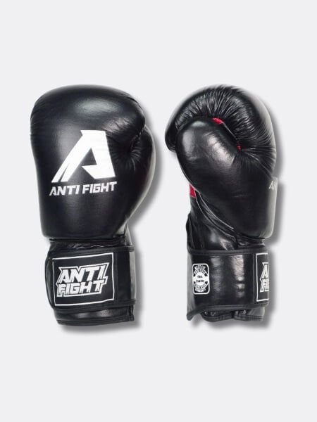 AntiFight Klasik Siyah Hakiki Deri Boks Eldiveni