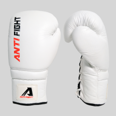 Beyaz Deri ipli Boks Eldiveni