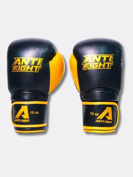 Antifight Golden Black Deri Boks Eldiveni