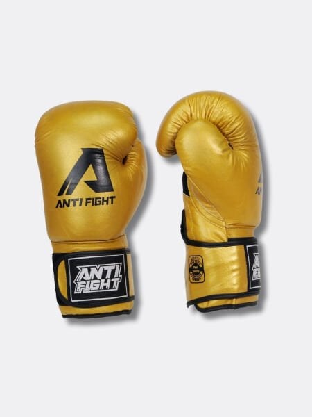AntiFight Klasik Altın Hakiki Deri Boks Eldiveni