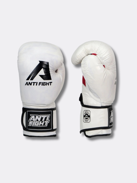 AntiFight Klasik Beyaz Hakiki Deri Boks Eldiveni