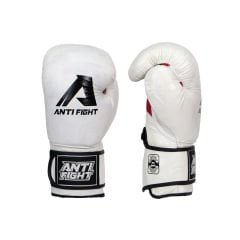AntiFight Klasik Beyaz Hakiki Deri Boks Eldiveni